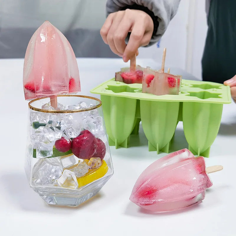 Silikonform för glass med lock 6-fack